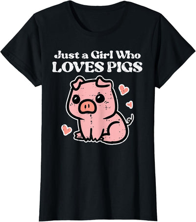 Just A Girl Who Loves Pigs Cute Hog Swine Toddler Girls Kids T-Shirt