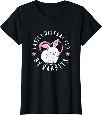 Easily Distracted By Rabbits Heart T-Shirt