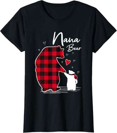 Family Bear Matching Christmas Buffalo Plaid Nana Bear T-Shirt