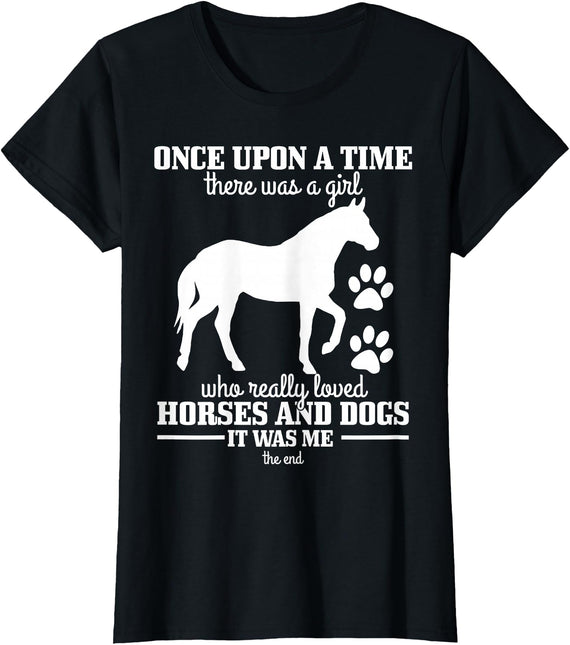 We Love Horses & Dogs - Gifts For Girls Horses & Dogs Funny Horse Girl Gift T-Shirt - Black