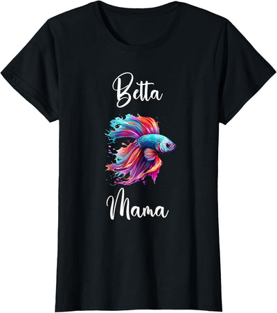 Betta Mom Betta Fish Mama - Women's X-Small Black Cotton Polyester Modern Humor V-Neck T-Shirt