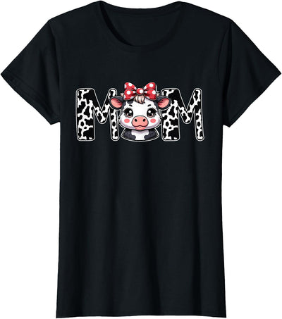 Mom Cow Print Mama Mommy Cow Pattern Mother's Day T-Shirt