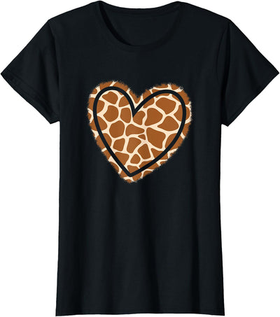 Cute Animal Pattern Giraffe Heart Women Girls T-Shirt
