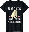 Polar Bear Lover Tees Just A Girl Who Loves Polar Bears T-Shirt Polar Bear Gift T-Shirt - Black