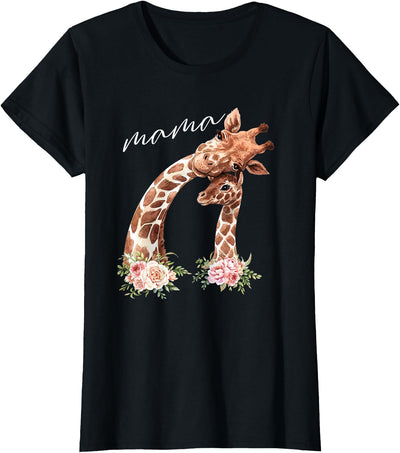 Womens Mama Giraffe Shirt New Mom Mommy Gift For Mothers Day T-Shirt