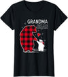 Papa & Mama Bear Outfit Grandma Bear Christmas Pajama Red Buffalo Plaid T-Shirt - Black