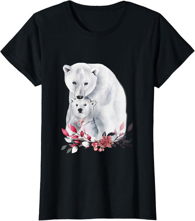 Mama Polar Bear and Baby Cub for Girls and Women T-Shirt