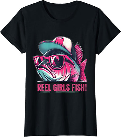Reel Girl Fish Fishing Fisher Bass Fish T-Shirt