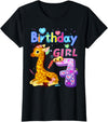 It's My 7th Birthday Giraffe Lover Giraffe Birthday For Girl 7th Giraffe Birthday 7 Year Old) T-Shirt - Black