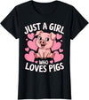Magical and Funny Pig Farmer Gifts Just a Girl who loves Pigs T-Shirt - Black