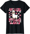 KATYLIN Just A Girl Who Loves Llamas Llama Lover Girls Kids T-Shirt - Black