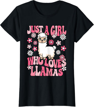 KATYLIN Just A Girl Who Loves Llamas Llama Lover Girls Kids T-Shirt