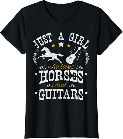 Horses & Guitars Apparel Horse Lover Tshirt Just A Girl Who Loves Horses & Guitars T-Shirt