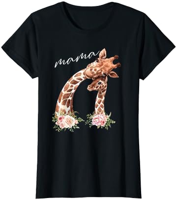 Womens Mama Giraffe Shirt New Mom Mommy Gift For Mothers Day T-Shirt