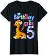 It's My 5th Birthday Giraffe Lover Giraffe Birthday For Girl 5th Giraffe Birthday 5 Year Old) T-Shirt - Navy Blue