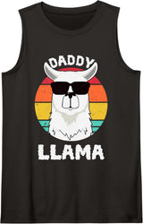 Daddy Llama Funny Father's Day Shirt Men, Papa, Dad Birthday Sleeveless Tank Top - Black