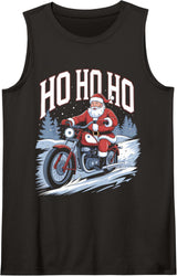 Ho Ho Ho Christmas Sweater Motorcycle Biker X-Mas Sleeveless Tank Top - Black