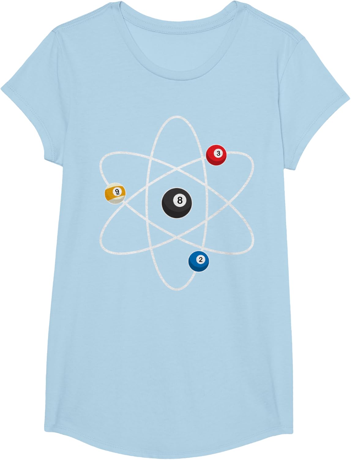 Cool Billiard Design For Men Women Atom Cue Ball Sport Game T-Shirt - Girls Baby Blue