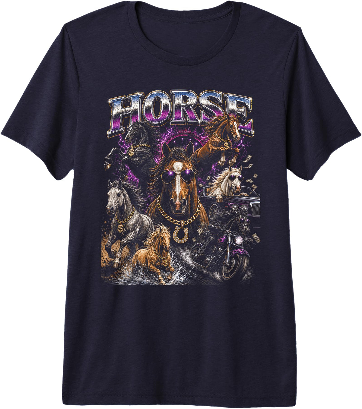 Horse Premium Tri-Blend T-Shirt - Navy Blue