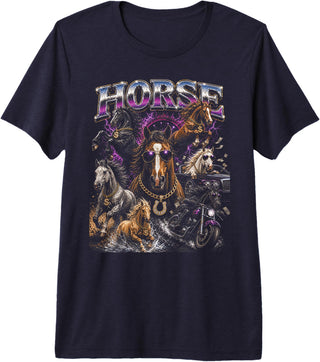 Horse Premium Tri-Blend T-Shirt - Navy Blue