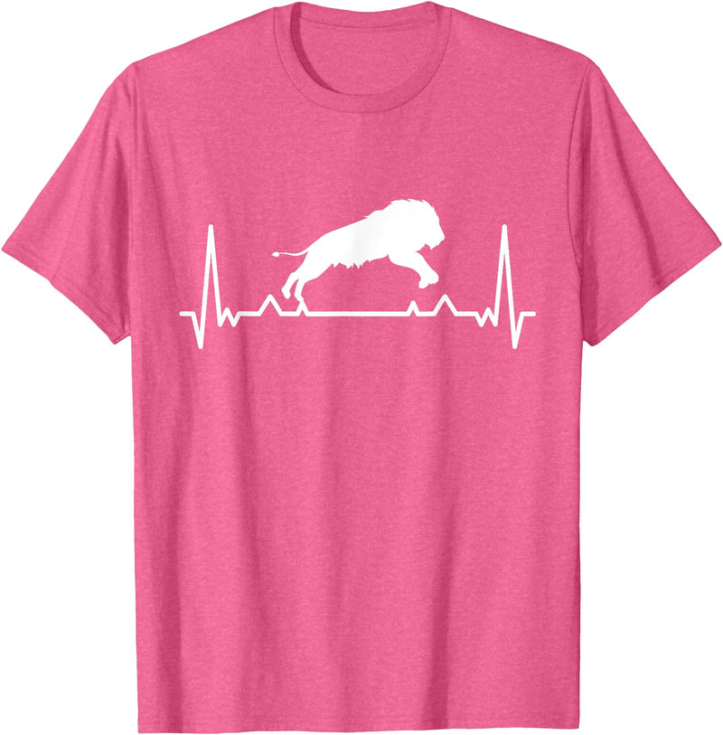 Africa Animal Safari Lion Gift Africa Lion Safari Animal Heartbeat Gift Lion T-Shirt - Pink Heather