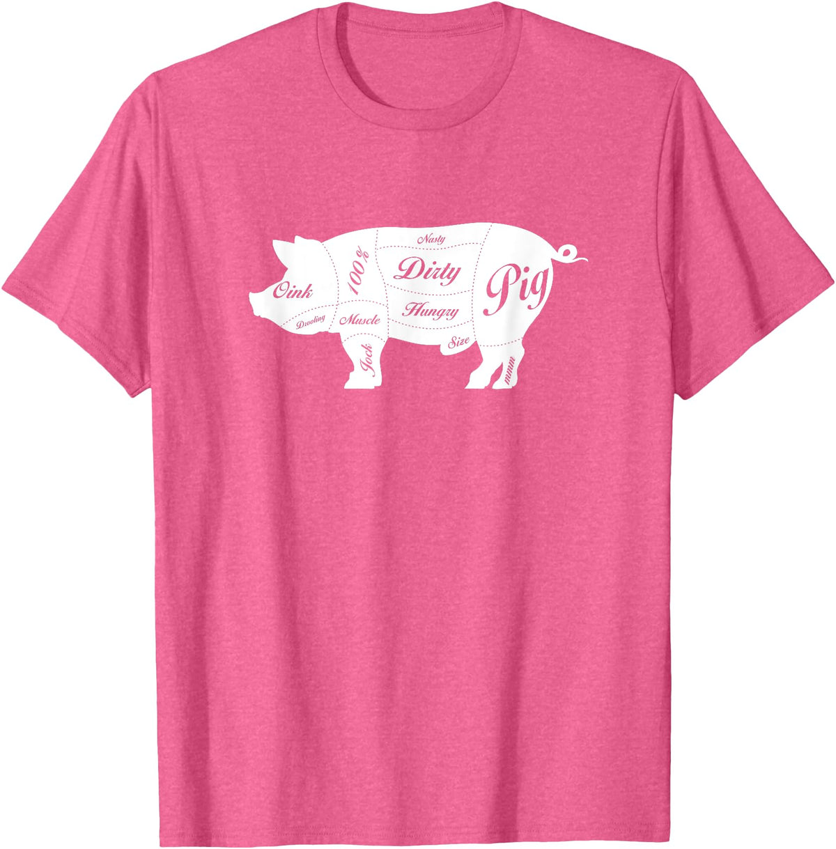 LGBTQIA+ Power Design Nasty Hungry Dirty Pig Design - Fun Gay Pig Pride - LGBTQIA+ T-Shirt - Pink Heather