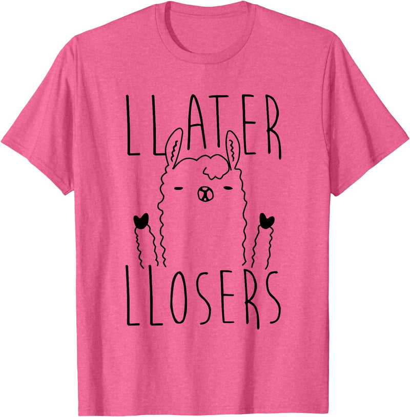 Foxy AF Later Losers Llama T-Shirt T-Shirt - Pink Heather