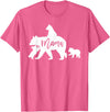 Artsy Mommy Bear Silhouette Nature Family Gifts Mama Bear 3 Baby Bear Cubs Following Riding on Back T-Shirt T-Shirt - Pink Heather