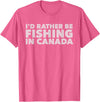 Fishing Trip Buddies Funny Designs I'd Rather Be Fishing In Canada Unisex-Adults Black Short Sleeve Classic Fit T-Shirt - Pink Heather