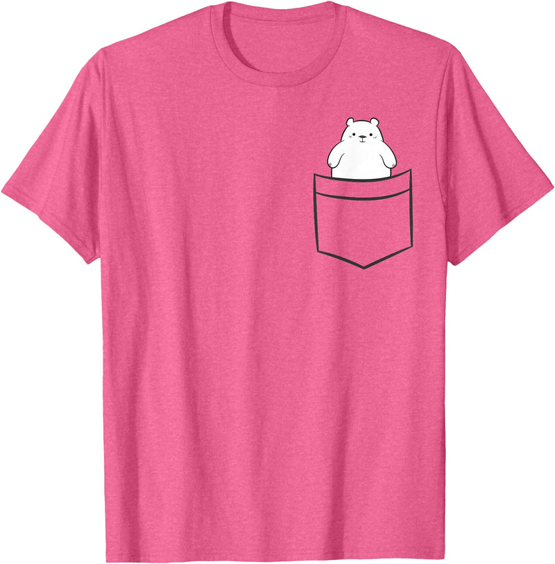 Arctic Polar Bear Gifts And Tees Polar Bear In a Pocket Cute Pocket Polar Bear T-Shirt - Pink Heather