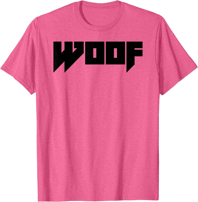 WOOF Gay Men Bear Daddy Pride LGBTQIA+ Funny Metal Novelty T-Shirt - Pink Heather