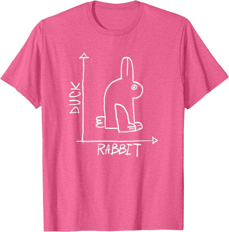 Funny Science Nerd Duck or Rabbit Physics Math Geek T-Shirt in Pink Heather