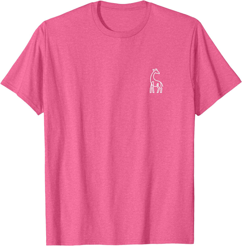 The Giraffe Apparel Co Giraffe Minimalist Badge Patch Line Art Animal T-Shirt - Pink Heather