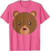 Fun And Cute Animal T-Shirts Bear Face Costume Shirt Funny And Cute Animal Tee T-Shirt - Pink Heather