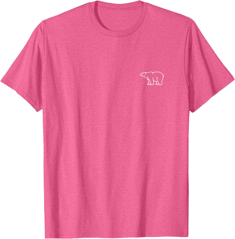 The Polar Bear Apparel Co Polar Bear Minimalist Badge Patch Line Art T-Shirt - Pink Heather