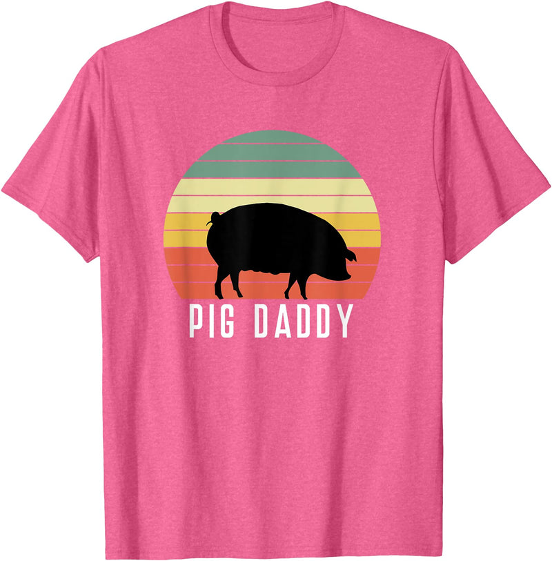 Pig Farmer for Men Women Kids Boys Girls Pig Dad - Daddy Farmer Farming Farm Pork Animal Livestock T-Shirt - Pink Heather