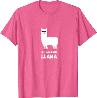 No Drama Llama Funny Llama T-Shirt - Pink Heather