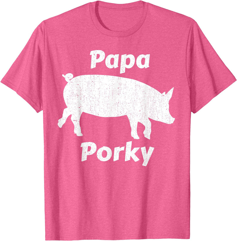 Papa Porky Pig Daddy Father Hog pork T-Shirt - Pink Heather