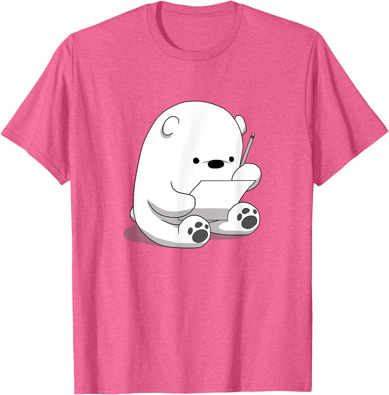BoredKoalas Polar Bear Cartoon Fluffy Polar Bear Cute Arctic Animal Girls Gift T-Shirt - Pink Heather