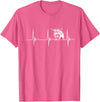 Loveable Highland Cows Hairy Coos Scottish Highland Cow Heartbeat EKG Pulse Highlander Cow T-Shirt - Pink Heather