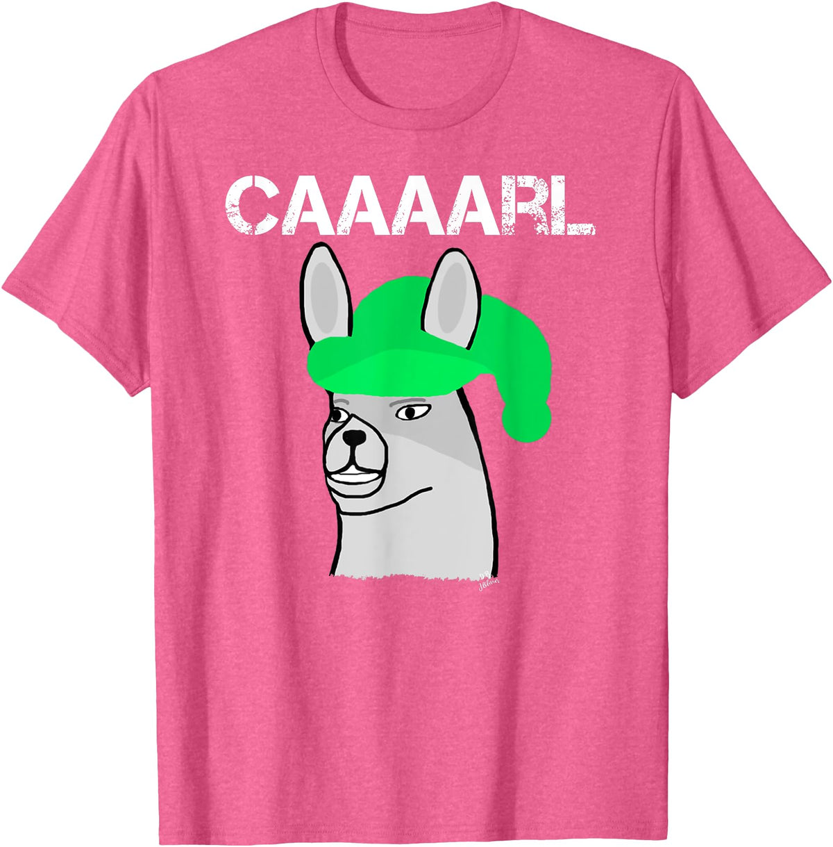 Llama Shirt Collection by Jean Olivier Funny Llama with Hats T-Shirt - Black, Small, Unisex-Adults, Classic Fit, Short Sleeve, Cotton 65% Polyester 35% - Pink Heather