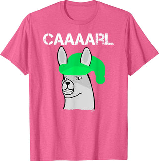 Llama Shirt Collection by Jean Olivier Funny Llama with Hats T-Shirt - Black, Small, Unisex-Adults, Classic Fit, Short Sleeve, Cotton 65% Polyester 35% - Pink Heather