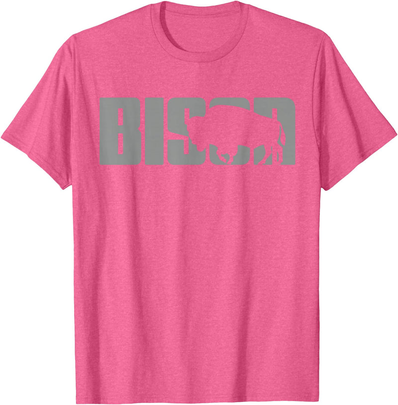 Bison Buffalo Apparel Bison Lover Buffalo Clothing - Buffalo Bison T-Shirt - Pink Heather