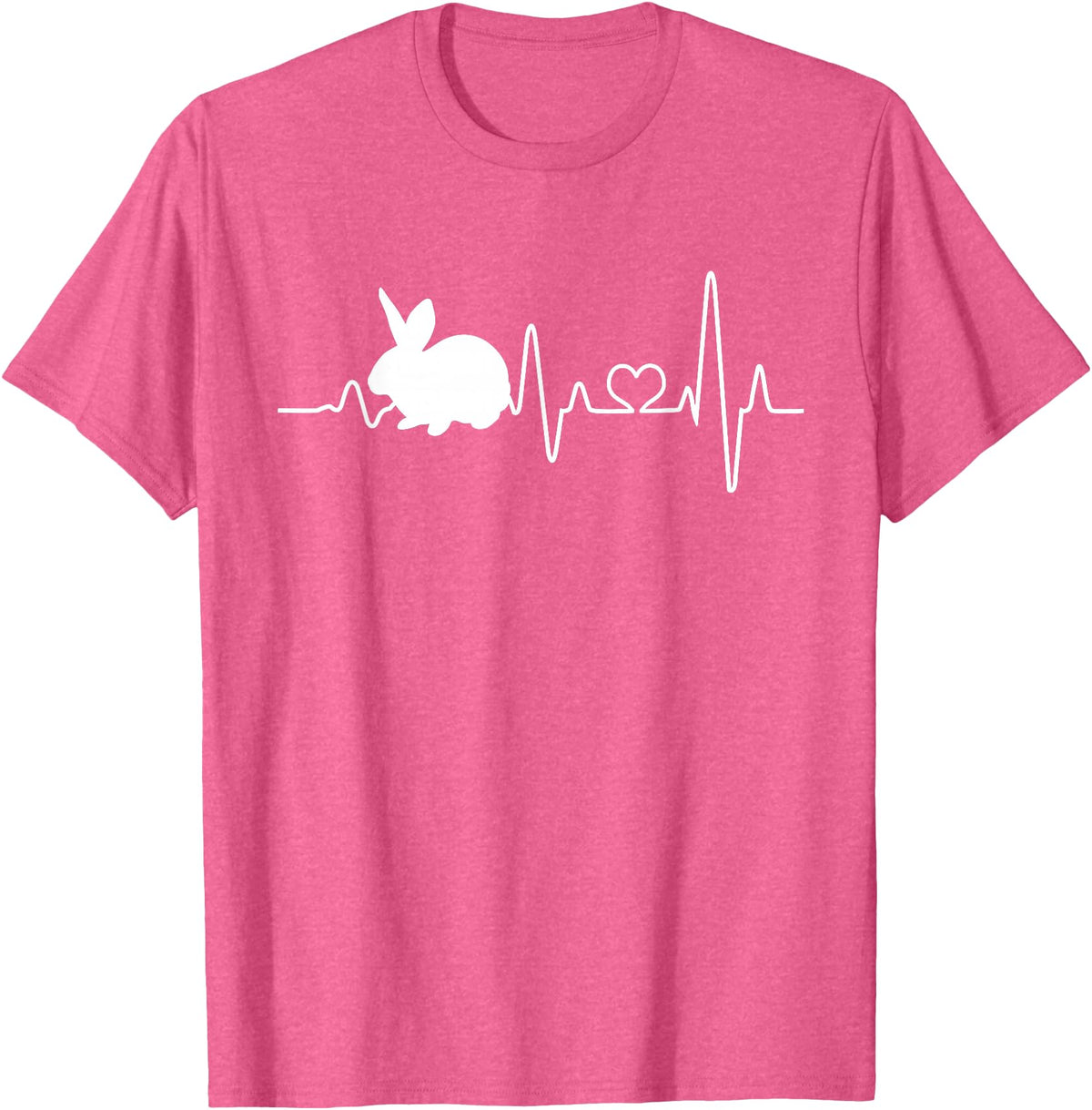 Bunny Heartbeat Pulse Rabbit T-Shirt in Pink Heather