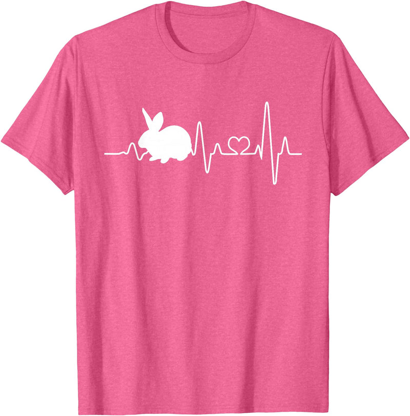 Bunny Heartbeat Pulse Rabbit T-Shirt in Pink Heather