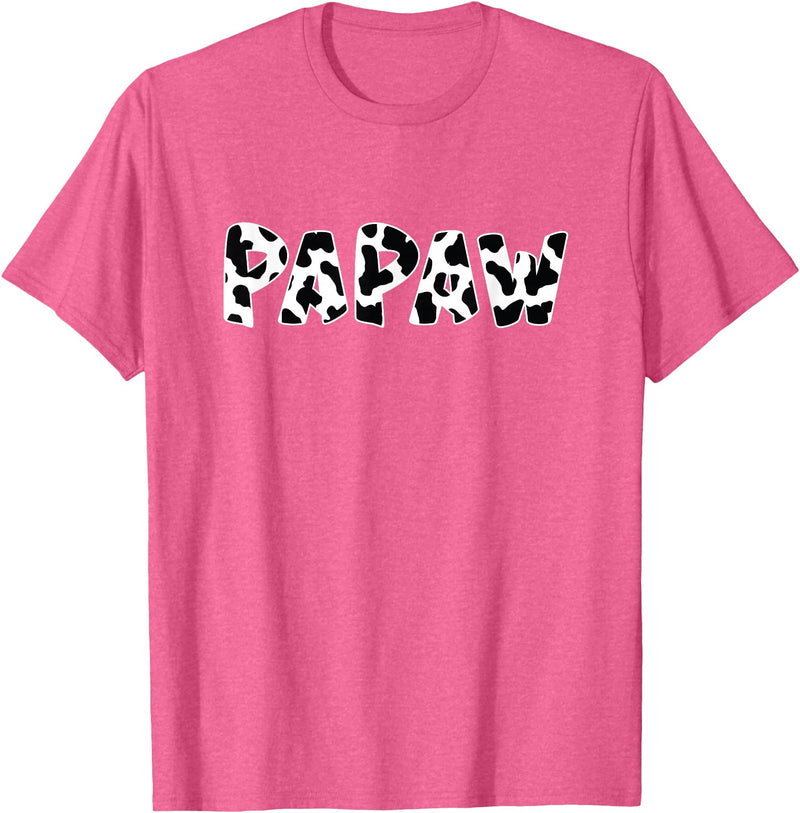 funny saying Gifts for Family Members and more Papaw Cow Print Cow Pattern T-Shirt - Pink Heather