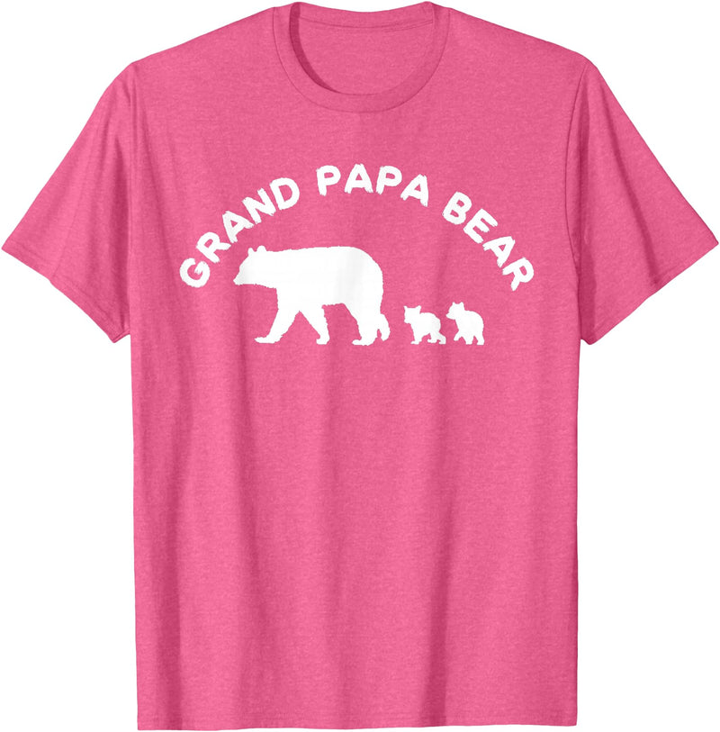 All in the Bear Family Grand Papa Bear Grandpa With 2 Two Cubs Gift T-Shirt - Pink Heather