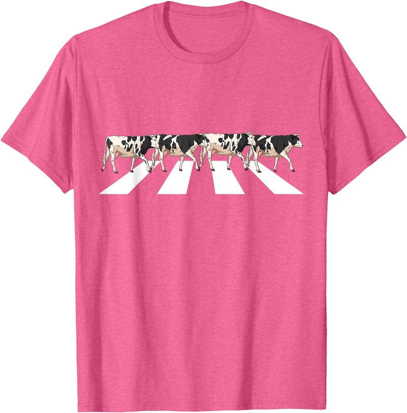 Funny Cow Shirt Women Men Girls Kids Boys Gifts Funny Crosswalk Cows Farming farm Cow Girl Boy Women Men Kid T-Shirt - Pink