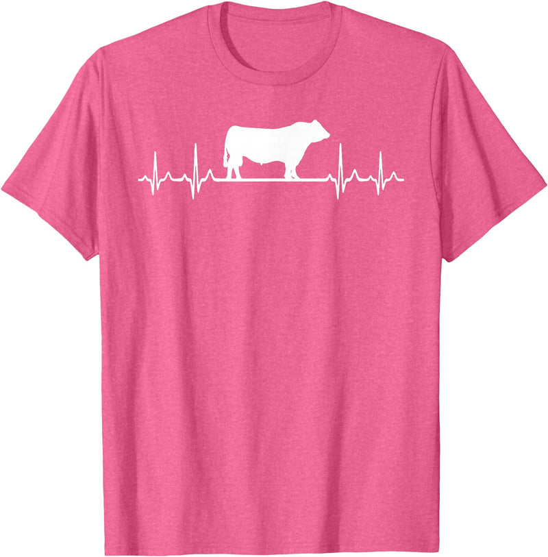 Black Angus Rancher Geschenk Für Bauern Heartbeat ECG Pulse Cow Black Angus Rancher T-Shirt - Pink Heather