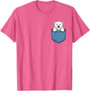 Funny Polar Bear in Pocket for Polar Bear Lover Cute Pocket Polar Bear Lovers T-Shirt - Pink Heather